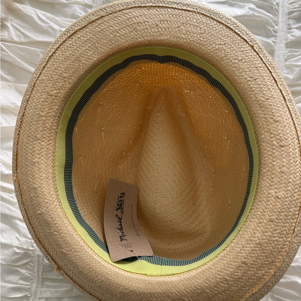 Michael Stars Natural Straw Fedora with Black Band - Picture 2 of 3
